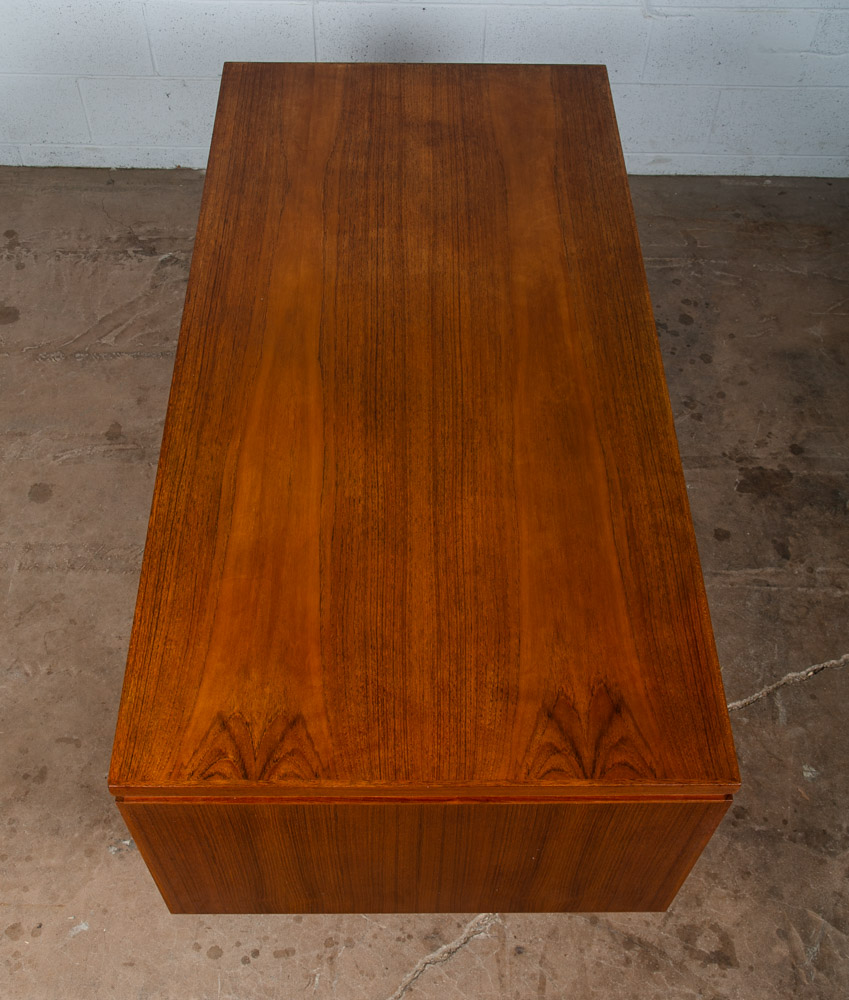 Mid Century Danish Modern Desk Executive Floating Teak Book Shelf Denmark Bar VG - Image 4