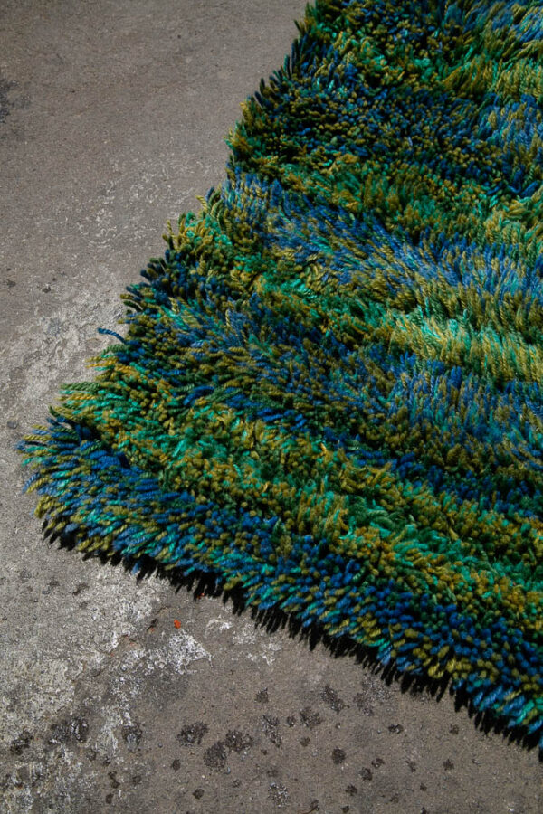 Mid Century Modern Shag Area Rug Abstract Blue Green 17.5'x11.25' Danish Large M - Image 5