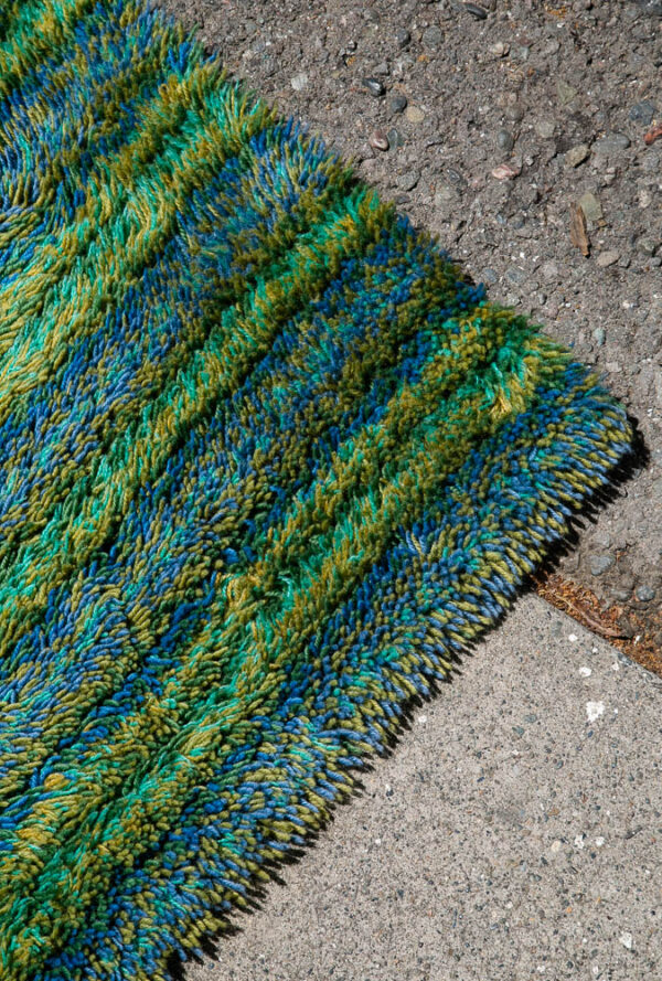 Mid Century Modern Shag Area Rug Abstract Blue Green 17.5'x11.25' Danish Large M - Image 4