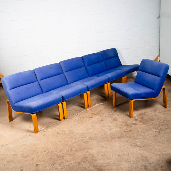 Mid Century Danish Modern Sofa Sectional 6 Piece Modular Magnus Olesen Blue Oak - Image 2