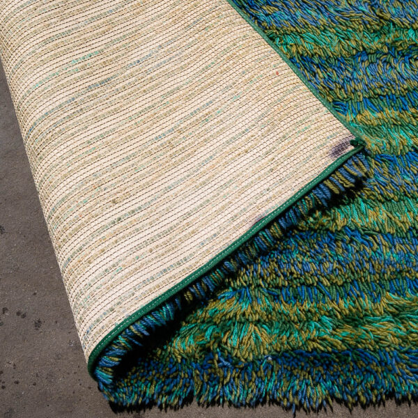 Mid Century Modern Shag Area Rug Abstract Blue Green 17.5'x11.25' Danish Large M - Image 8