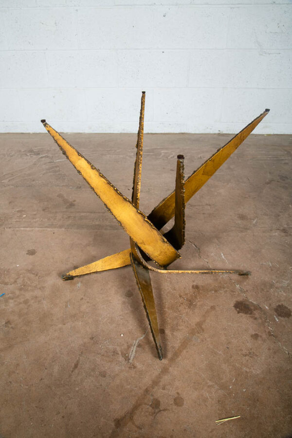Mid Century Modern Side Table Brass Glass Metal Paul Evans Brutalist Gold Mcm NM - Image 9