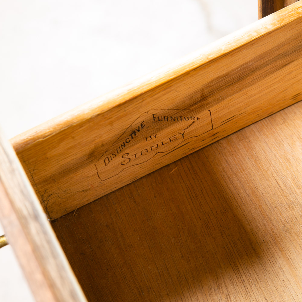 Mid Century Modern Chest of Drawers Dresser Walnut 2 Drawer Stanley Vintage Mcm - Image 10