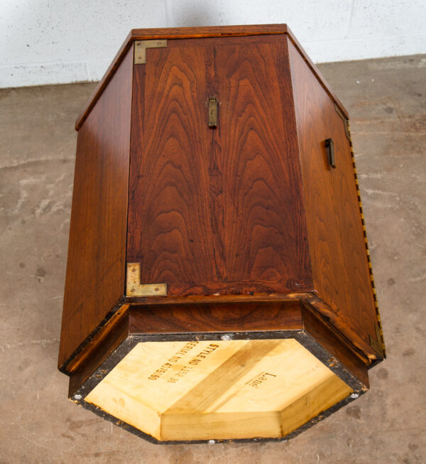 Mid Century Modern End Table Side Lane Hexagon Cabinet Storage Door Walnut Mcm - Image 11
