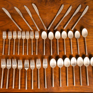 Mid Century Modern Cutlery Silverware Set Matte Brass Gold 38 Pc Vintage Signed