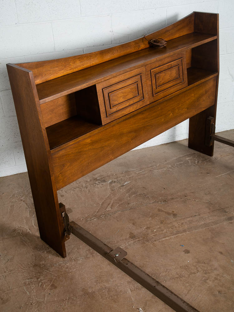 Mid Century Modern Headboard Bed Frame Broyhill Sculptra Full S Vintage Storage - Image 5