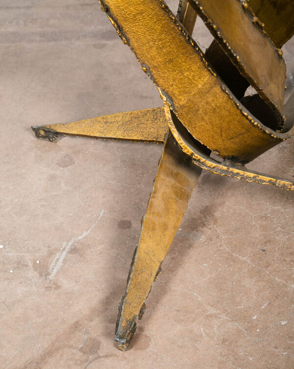 Mid Century Modern Side Table Brass Glass Metal Paul Evans Brutalist Gold Mcm NM - Image 8