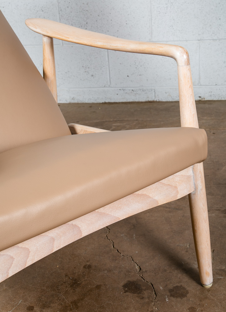 Mid Century Danish Modern Lounge Chair Recliner Armchair Tan Leather Svensson NM - Image 9