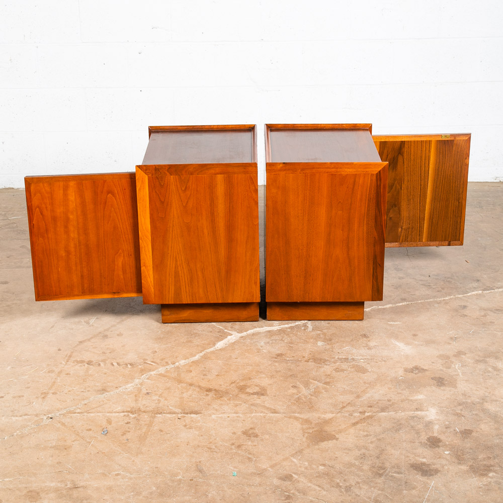 Mid Century Modern Nightstands End Side Tables Dillingham Esprit Walnut Drawer - Image 7