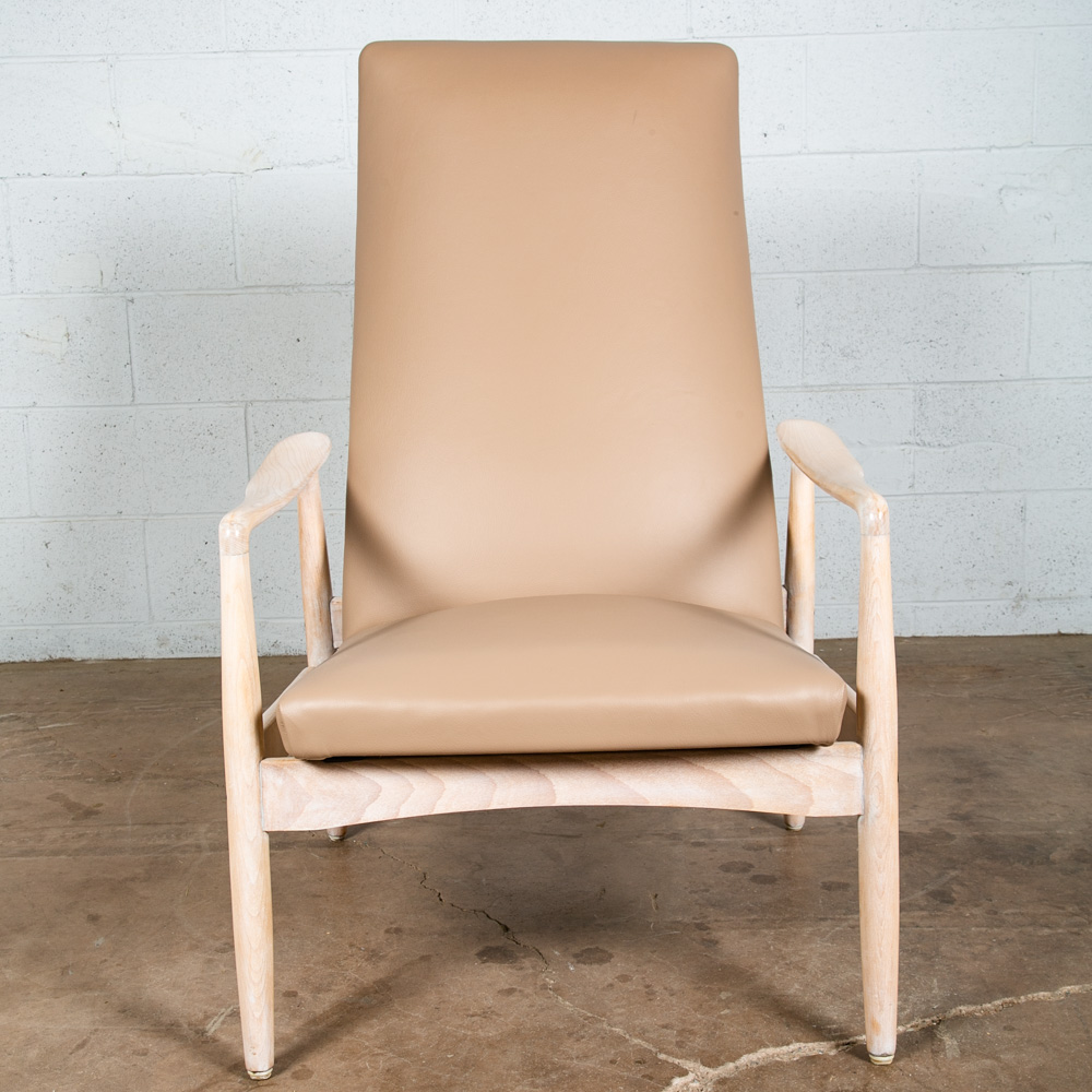 Mid Century Danish Modern Lounge Chair Recliner Armchair Tan Leather Svensson NM - Image 5