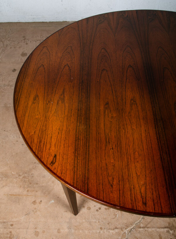 Mid Century Danish Modern Dining Table Round Extension Leaf x3 Rosewood Mobler - Image 7