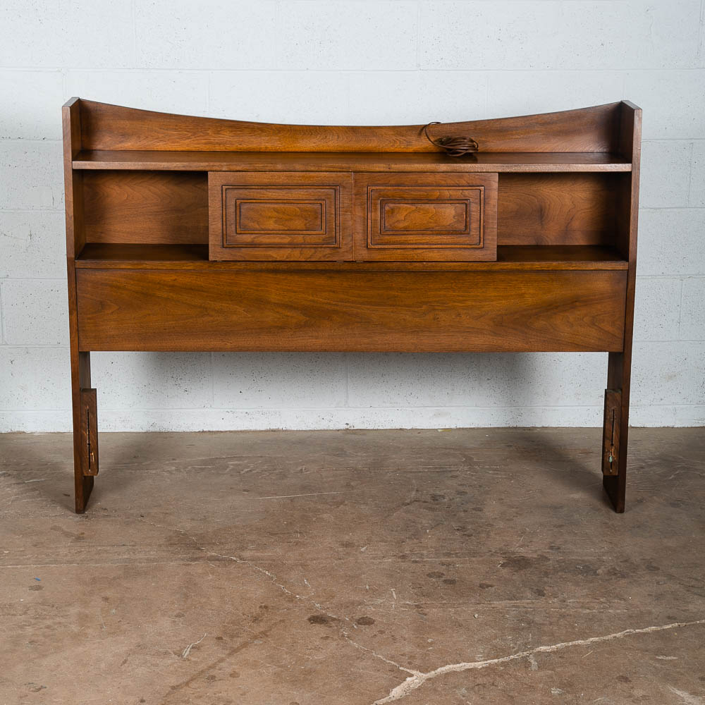 Mid Century Modern Headboard Bed Frame Broyhill Sculptra Full S Vintage Storage - Image 11