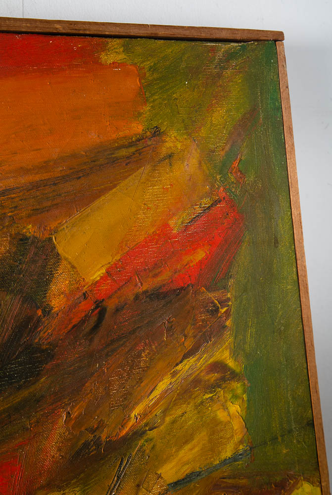 Mid Century Modern Oil Painting Original Art Abstract Expressionism Canvas Warm - Image 4