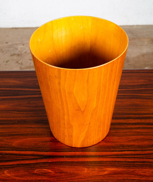 Mid Century Danish Modern Trash Bin Teak Waste Basket Round Sweden Servex Mcm - Image 2