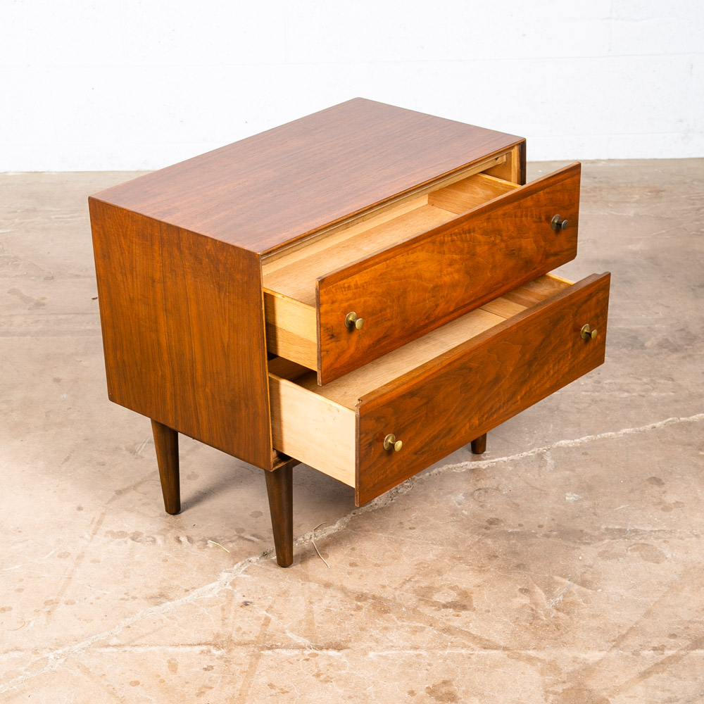 Mid Century Modern Chest of Drawers Dresser Walnut 2 Drawer Stanley Vintage Mcm - Image 7