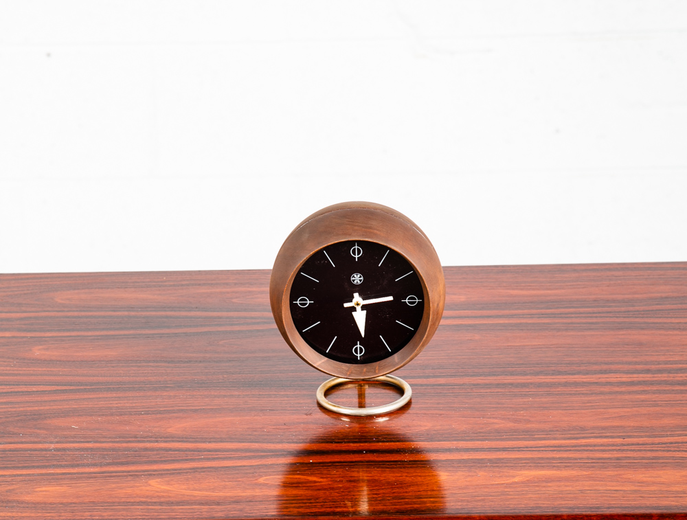 Mid Century Modern Desk Clock George Nelson Howard Miller Chronopak Walnut Table - Image 9