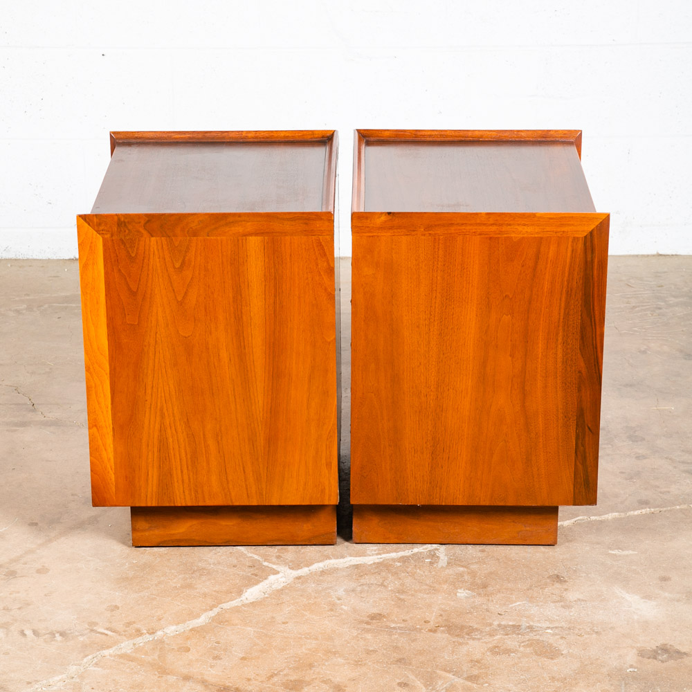 Mid Century Modern Nightstands End Side Tables Dillingham Esprit Walnut Drawer - Image 3