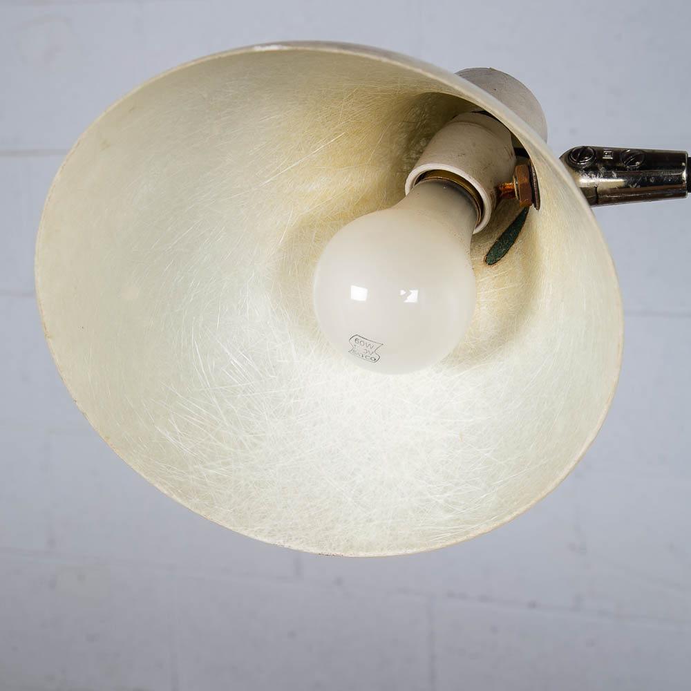 Mid Century Modern Table Lamp Office 2 Light Thurston Brass Fiberglass Push Mcm - Image 9