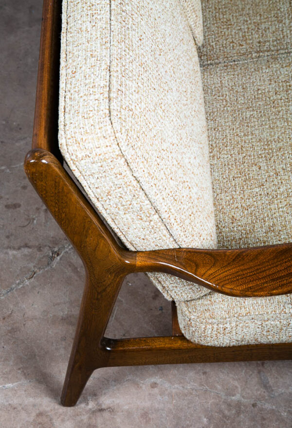 Mid Century Modern Sofa Couch Viko Baumritter Spindle White Tweed Danish 3 Seat - Image 11