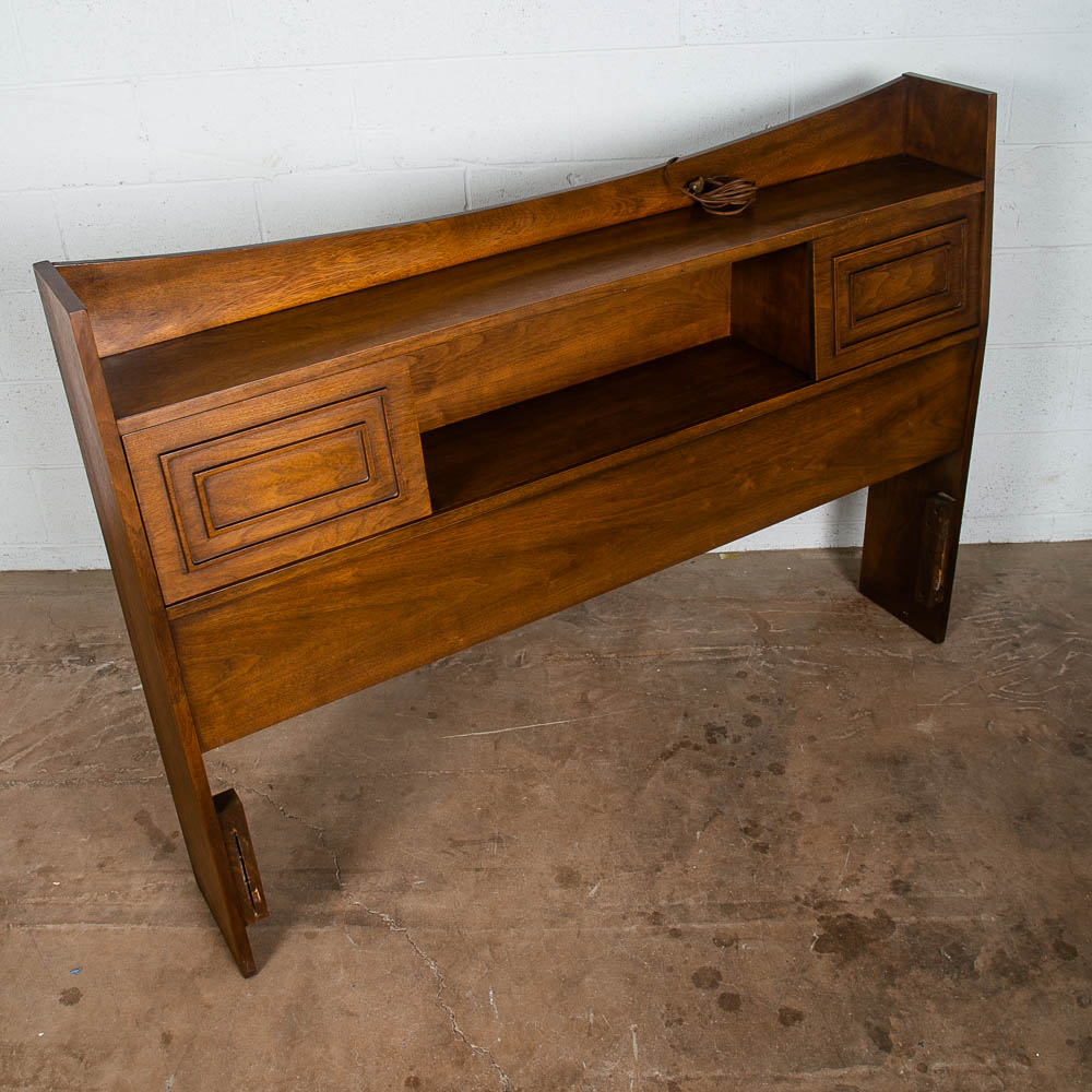 Mid Century Modern Headboard Bed Frame Broyhill Sculptra Full S Vintage Storage - Image 6