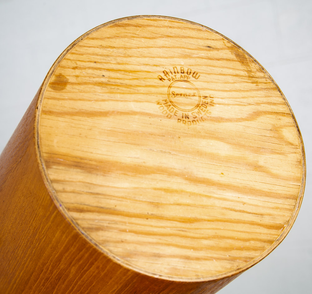 Mid Century Danish Modern Ice Bucket Lidded Teak Rainbow Sweden Liner Round Mcm - Image 5