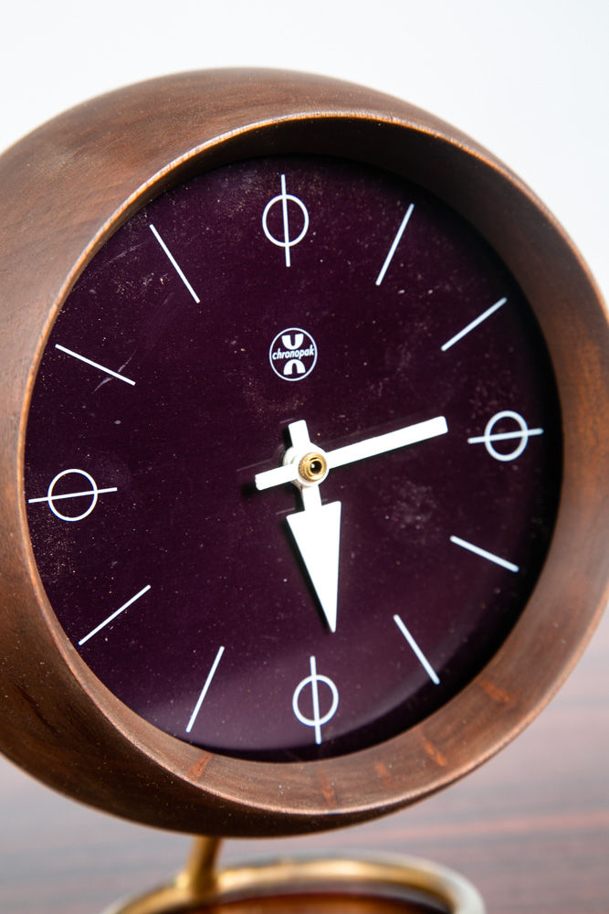 Mid Century Modern Desk Clock George Nelson Howard Miller Chronopak Walnut Table - Image 6