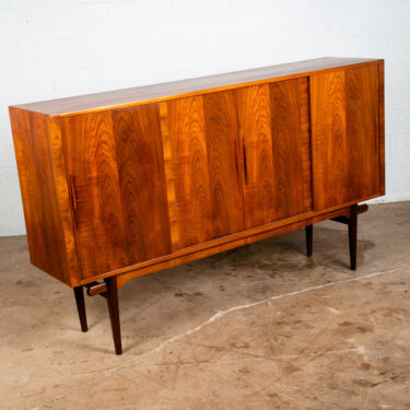 Mid Century Danish Modern Cabinet Credenza Teak Bar Sliding Doors Vintage Wood M