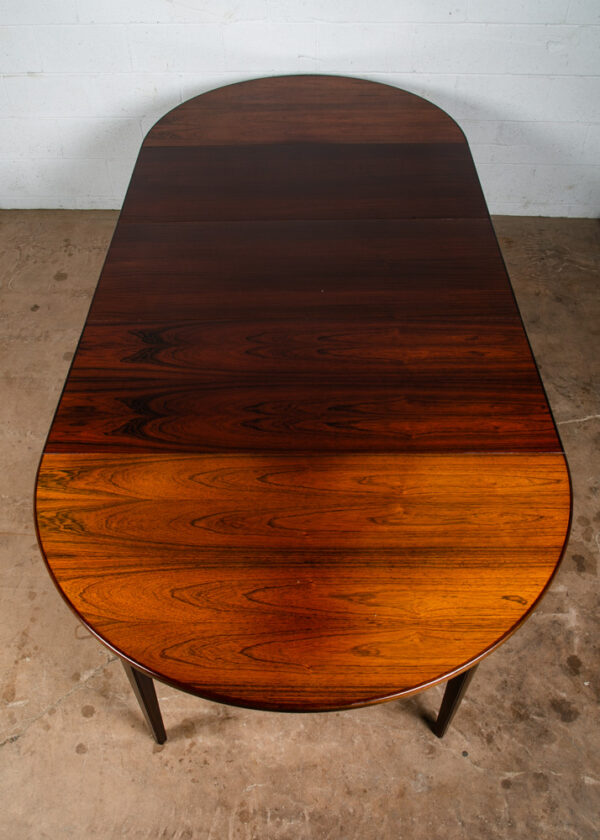 Mid Century Danish Modern Dining Table Round Extension Leaf x3 Rosewood Mobler - Image 3