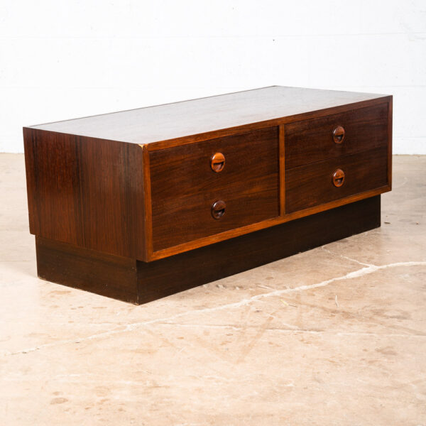 Mid Century Modern Compact Credenza Low Cabinet Entry 4 drawers Rosewood Mcm