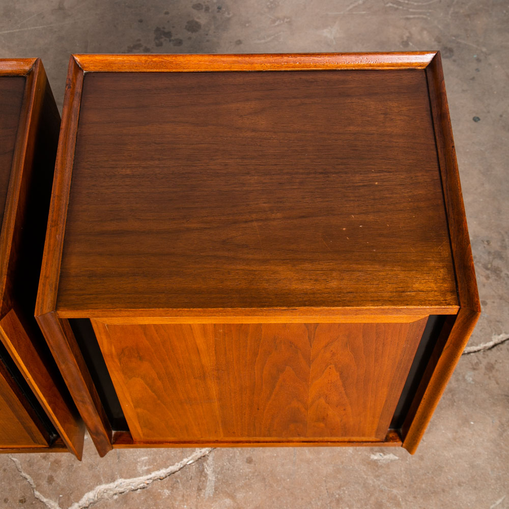 Mid Century Modern Nightstands End Side Tables Dillingham Esprit Walnut Drawer - Image 9