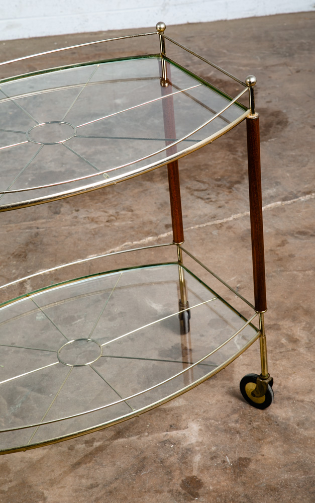 Mid Century Modern Serving Cart Trolley Teak Glass Serving Italian Rolling Metal - Image 11