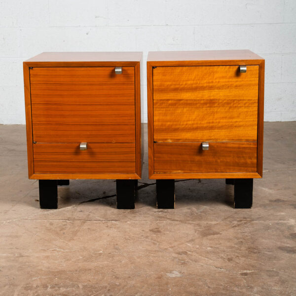 Mid Century Modern Nightstands End Tables Pair George Nelson Herman Miller Door - Image 2