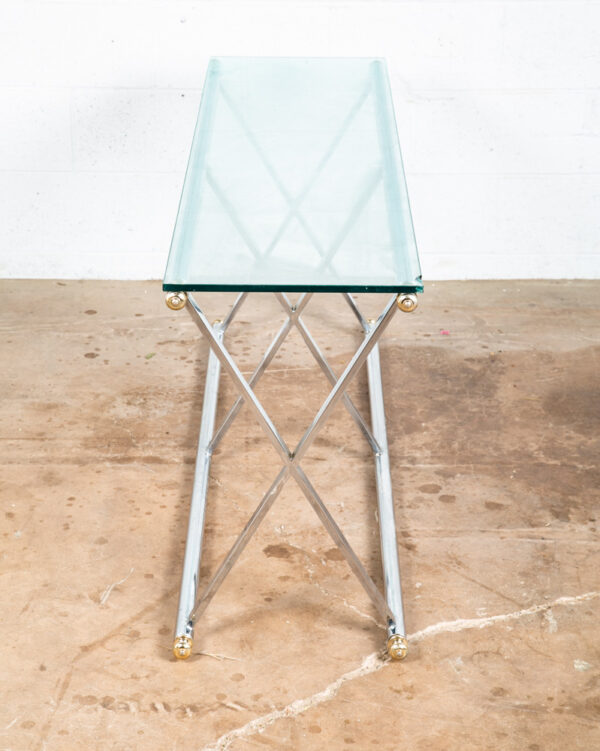 Mid Century Modern Console Table Entry Sofa Metal Chrome Glass Vintage Baughman - Image 4