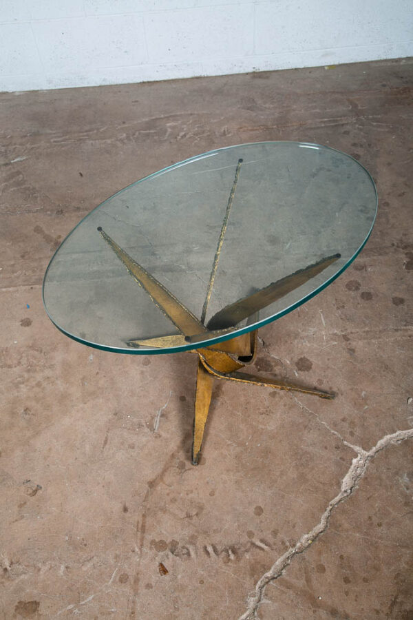 Mid Century Modern Side Table Brass Glass Metal Paul Evans Brutalist Gold Mcm NM - Image 5