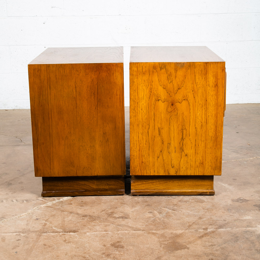 Mid Century Modern Nightstands End Side Tables Dixie Wood 2 Drawer Pair Mcm Two - Image 3