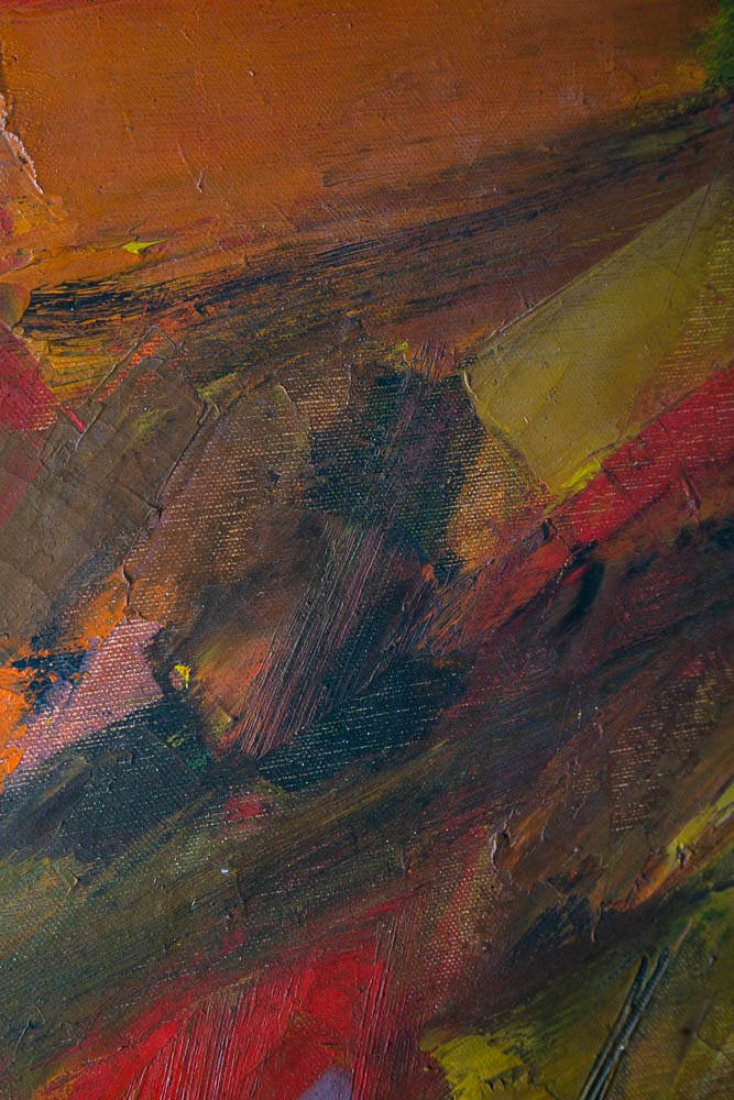 Mid Century Modern Oil Painting Original Art Abstract Expressionism Canvas Warm - Image 6