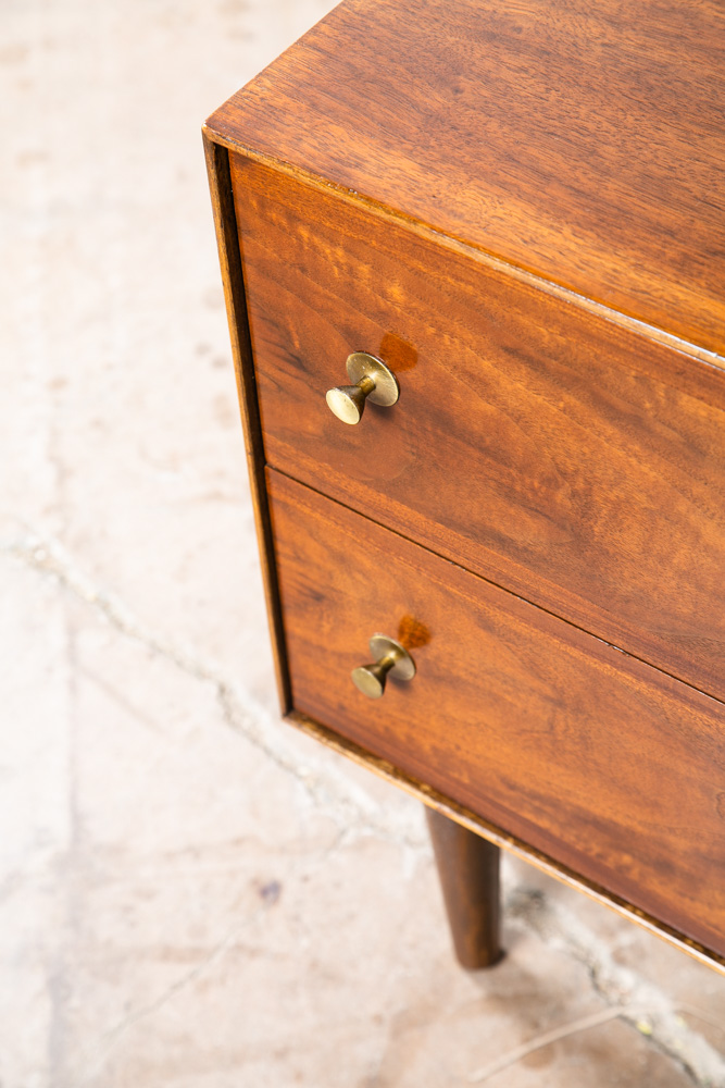 Mid Century Modern Chest of Drawers Dresser Walnut 2 Drawer Stanley Vintage Mcm - Image 8