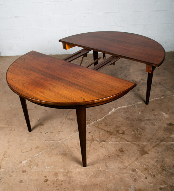 Mid Century Danish Modern Dining Table Round Extension Leaf x3 Rosewood Mobler - Image 6