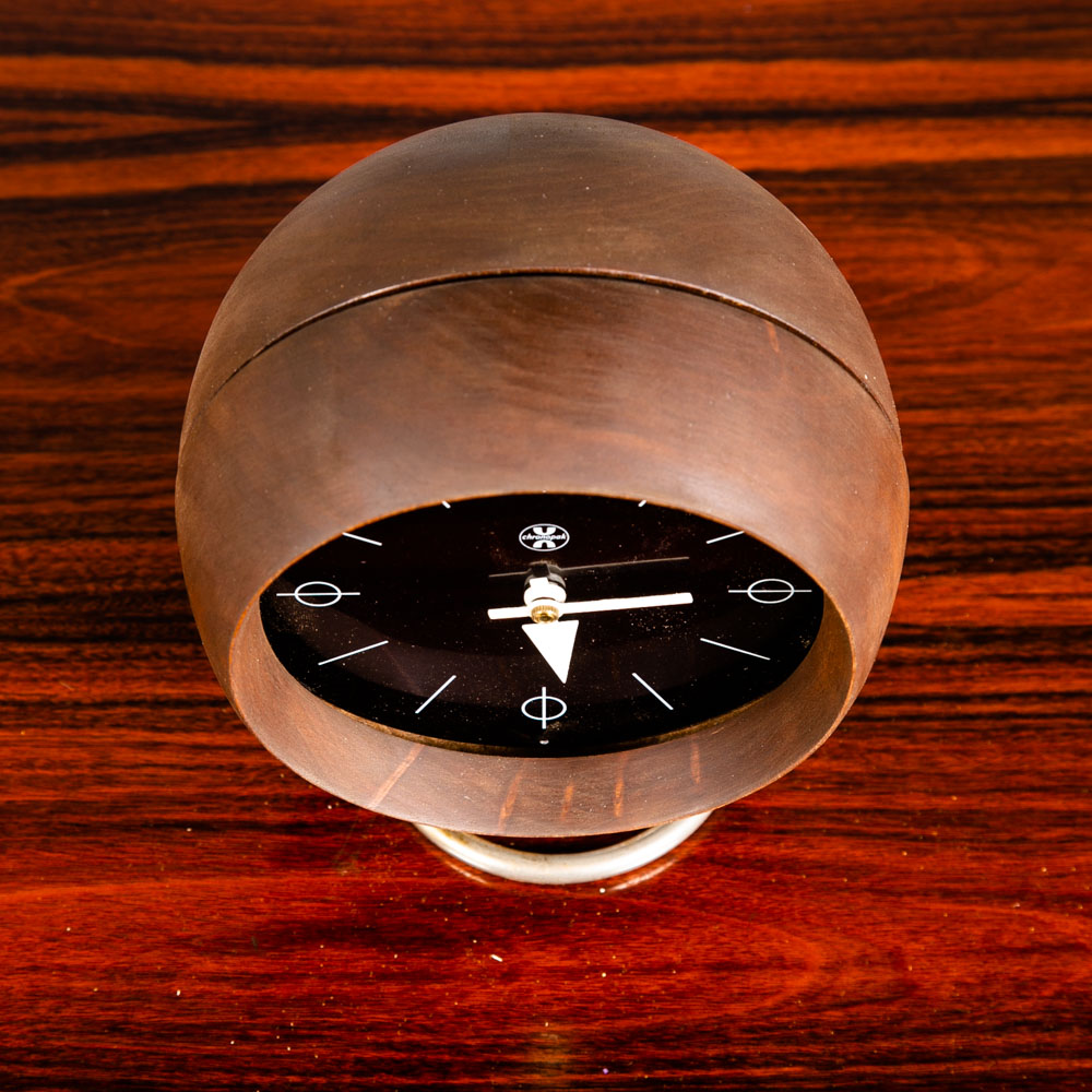 Mid Century Modern Desk Clock George Nelson Howard Miller Chronopak Walnut Table - Image 12
