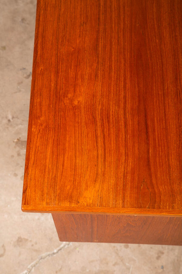 Mid Century Danish Modern Desk Executive Teak 6 Drawer Bookshelf Floating Lock - Image 10