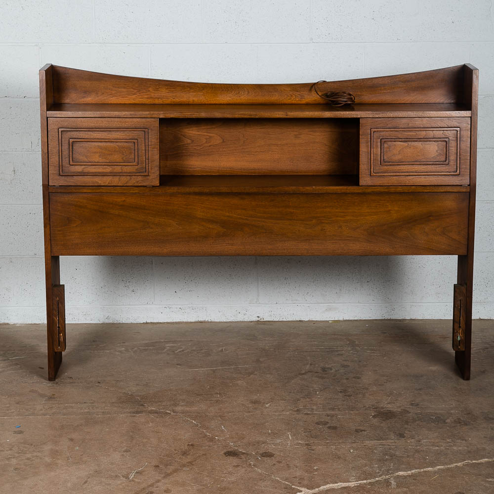 Mid Century Modern Headboard Bed Frame Broyhill Sculptra Full S Vintage Storage - Image 7