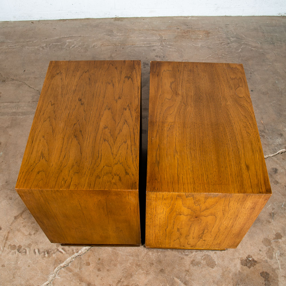 Mid Century Modern Nightstands End Side Tables Dixie Wood 2 Drawer Pair Mcm Two - Image 5