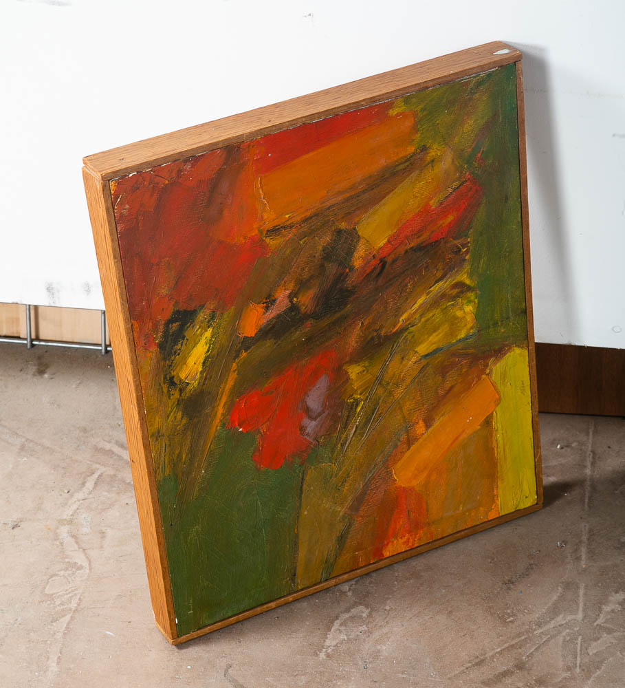 Mid Century Modern Oil Painting Original Art Abstract Expressionism Canvas Warm - Image 11