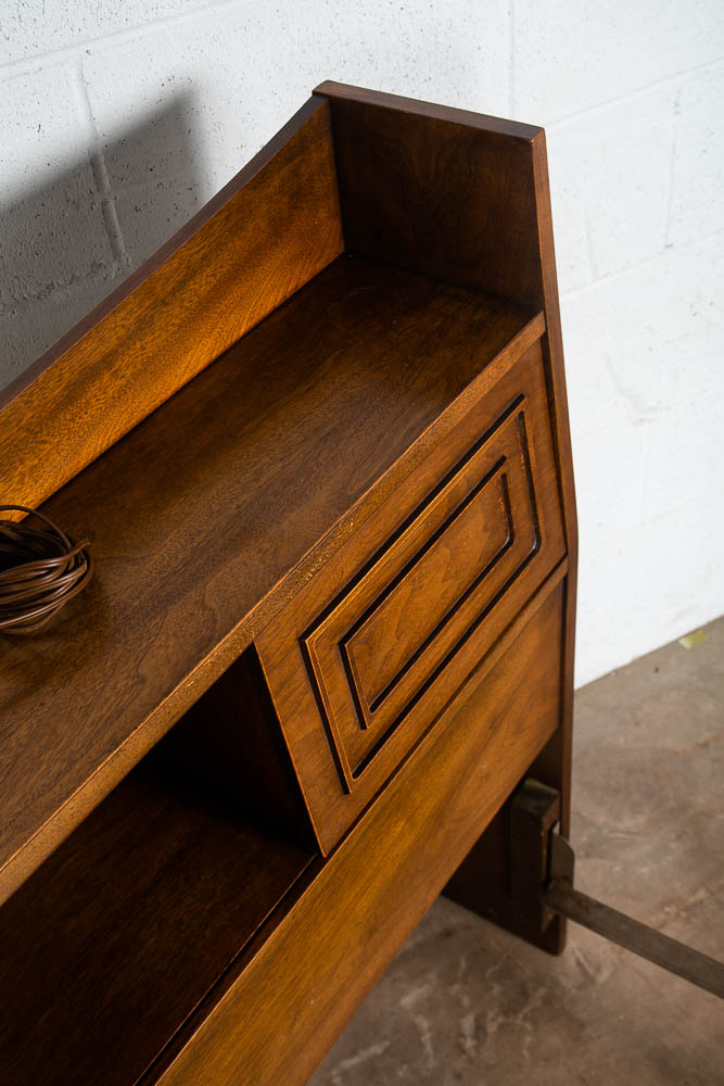 Mid Century Modern Headboard Bed Frame Broyhill Sculptra Full S Vintage Storage - Image 9