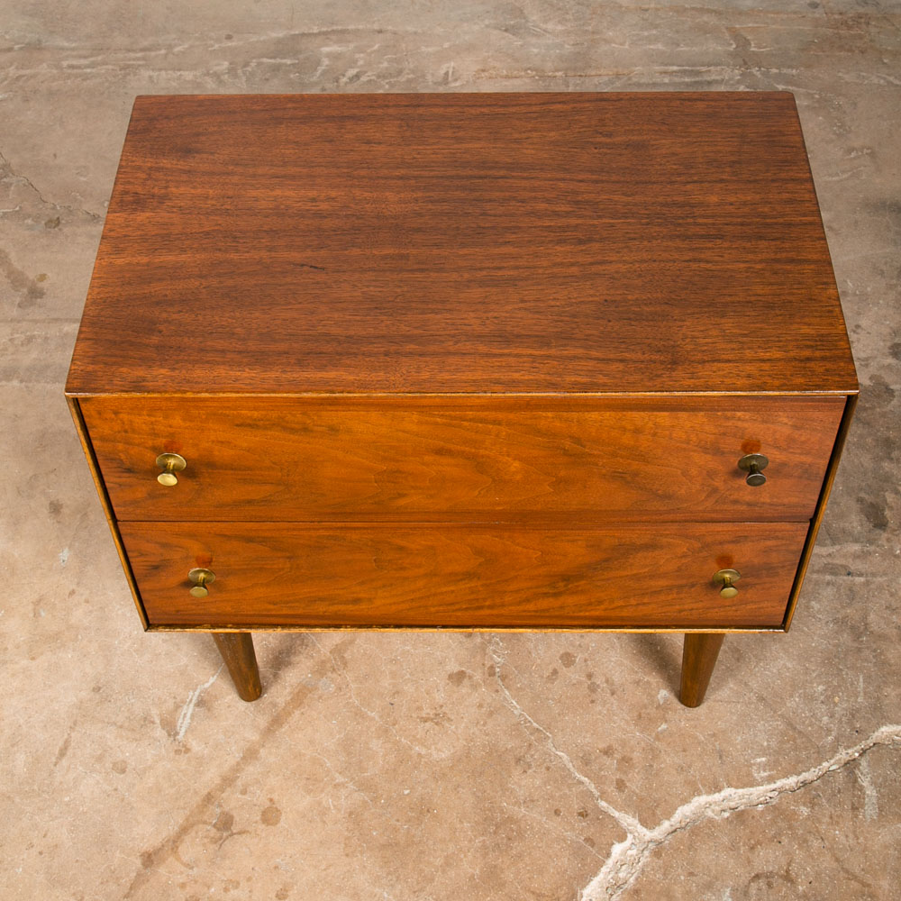Mid Century Modern Chest of Drawers Dresser Walnut 2 Drawer Stanley Vintage Mcm - Image 9
