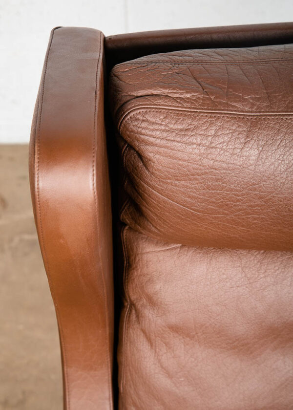 Mid Century Danish Modern Lounge Chair Wingback Brown Leather High Back Seat Mcm - Image 9