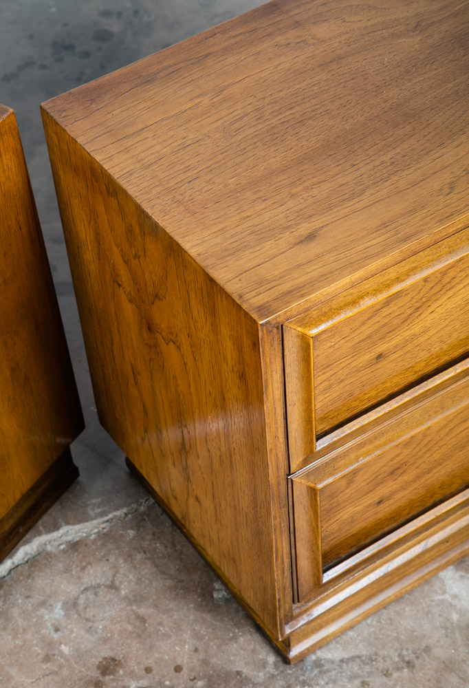Mid Century Modern Nightstands End Side Tables Dixie Wood 2 Drawer Pair Mcm Two - Image 10