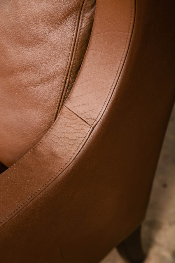 Mid Century Danish Modern Lounge Chair Wingback Brown Leather High Back Seat Mcm - Image 10