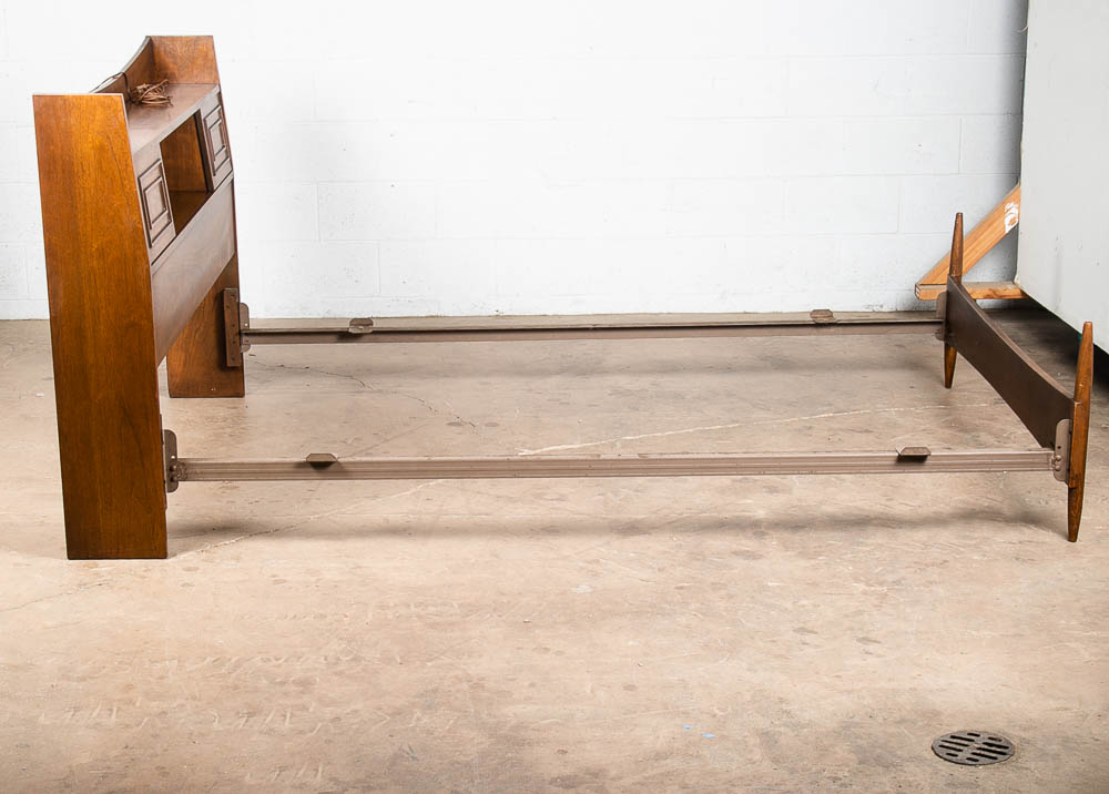 Mid Century Modern Headboard Bed Frame Broyhill Sculptra Full S Vintage Storage - Image 2