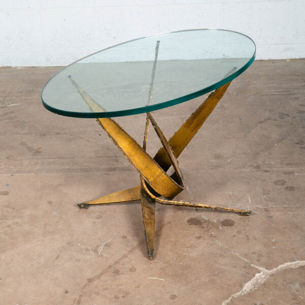 Mid Century Modern Side Table Brass Glass Metal Paul Evans Brutalist Gold Mcm NM - Image 10